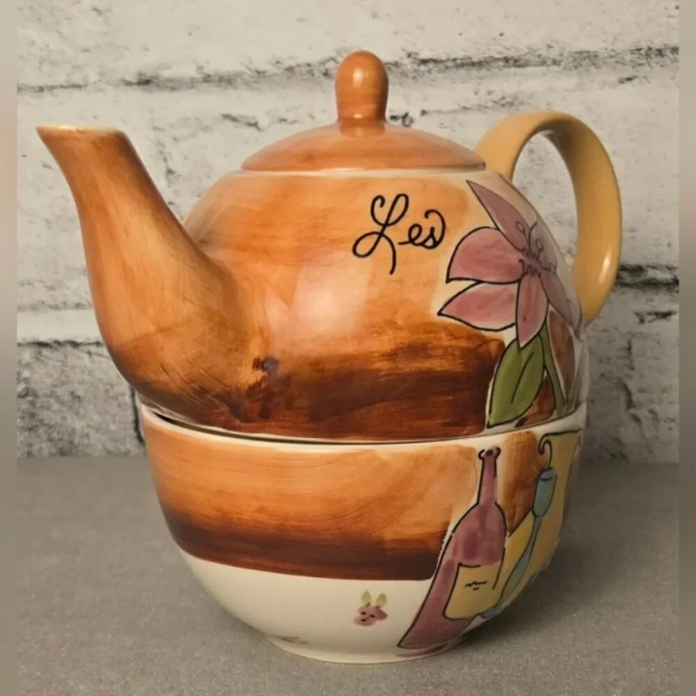Canhome Global 3 Piece Floral Teapot Set 